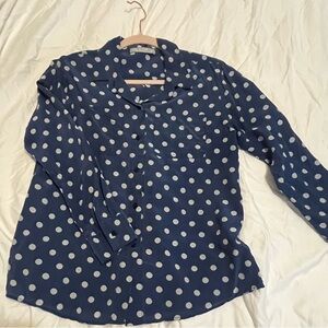 Polka Dot Blue Women's Top 100% Silk